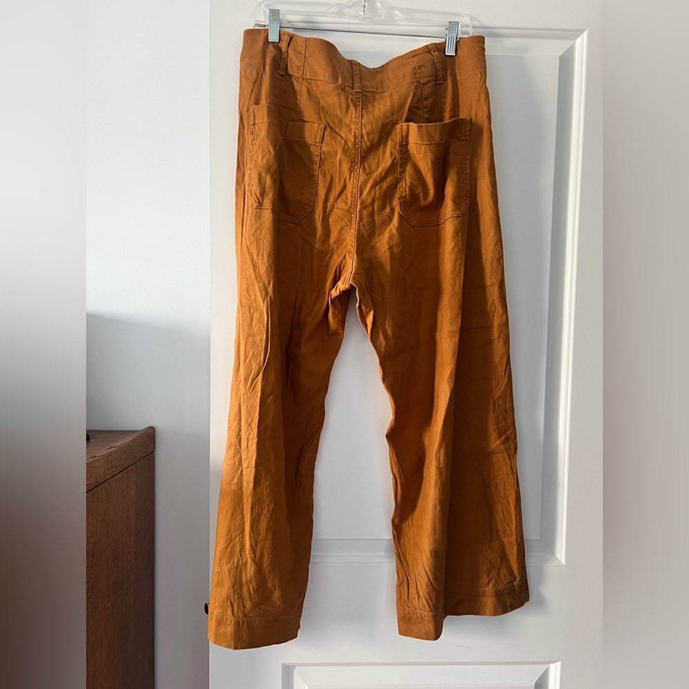 Anthropologie Colette by Maeve Linen-Blend Cropped Wide-Leg Pant- Size 32 - Picture 2 of 4